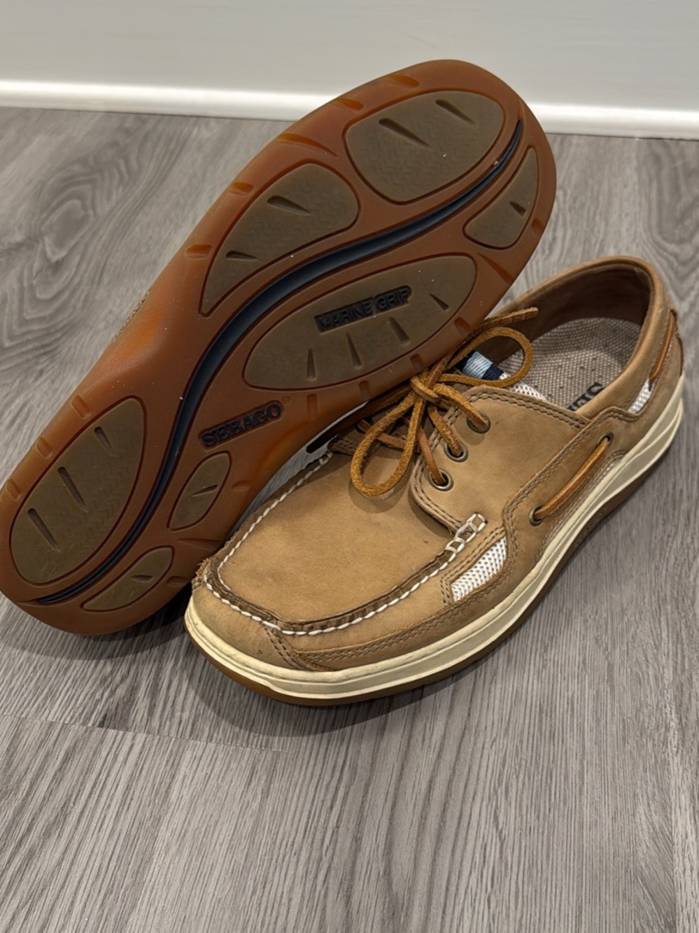 Sebago Brown Leather Boat Shoes with Tan Sole